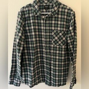 Etnies Skateboarding Brand Blue Green Long Sleeve Plaid Flannel Shirt XL